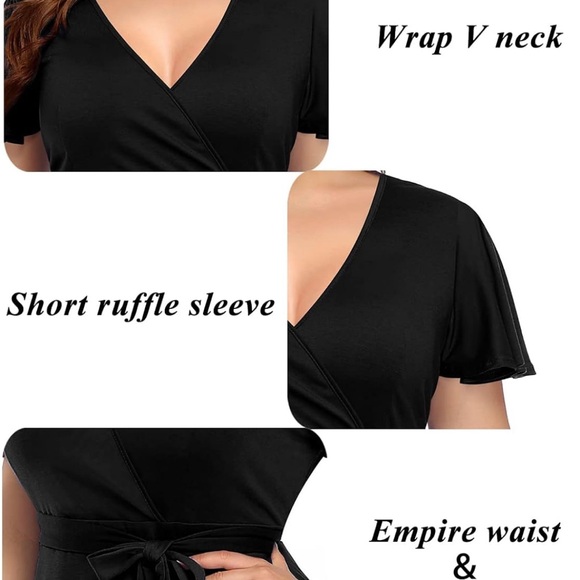 NWT women’s Pinup fashion Wrap V Neck Midi dress SZ Medium - Picture 2 of 10